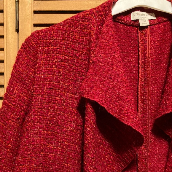 Coldwater Creek Red Waterfall Boucle Draped Collar Jacket - Picture 5 of 16